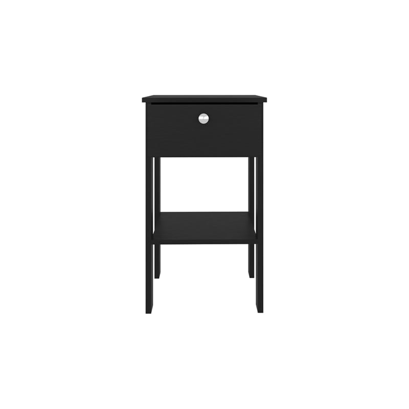 McRae Nightstand 1 Drawer 1 Shelf 4 Legs Black Wengue Engineered Wood