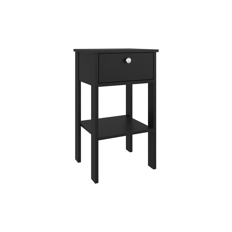 McRae Nightstand 1 Drawer 1 Shelf 4 Legs Black Wengue Engineered Wood