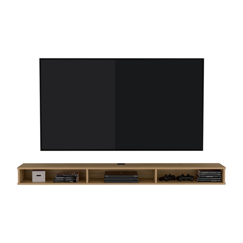 Northport Wall Mounted TV Stand 3 Shelves Light Oak Engineered Wood