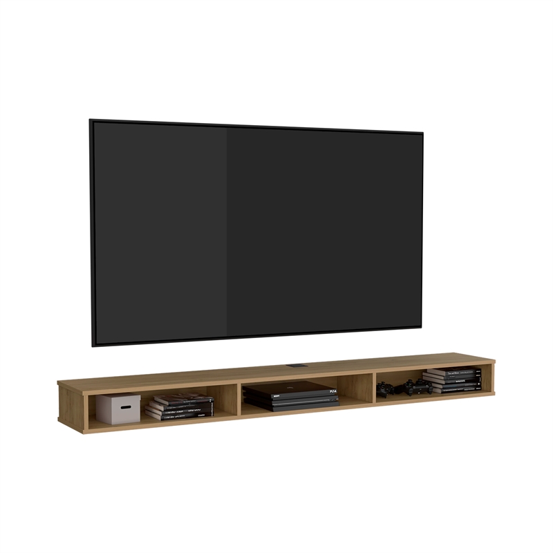 Northport Wall Mounted TV Stand 3 Shelves Light Oak Engineered Wood