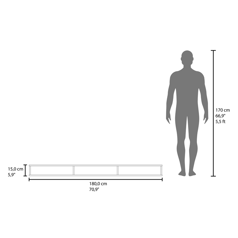 Northport Wall Mounted TV Stand 3 Shelves Light Oak Engineered Wood