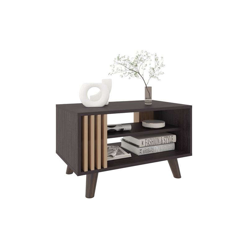 Roann Coffee Table  2 Shelves Black Wengue / Light Oak Engineered Wood