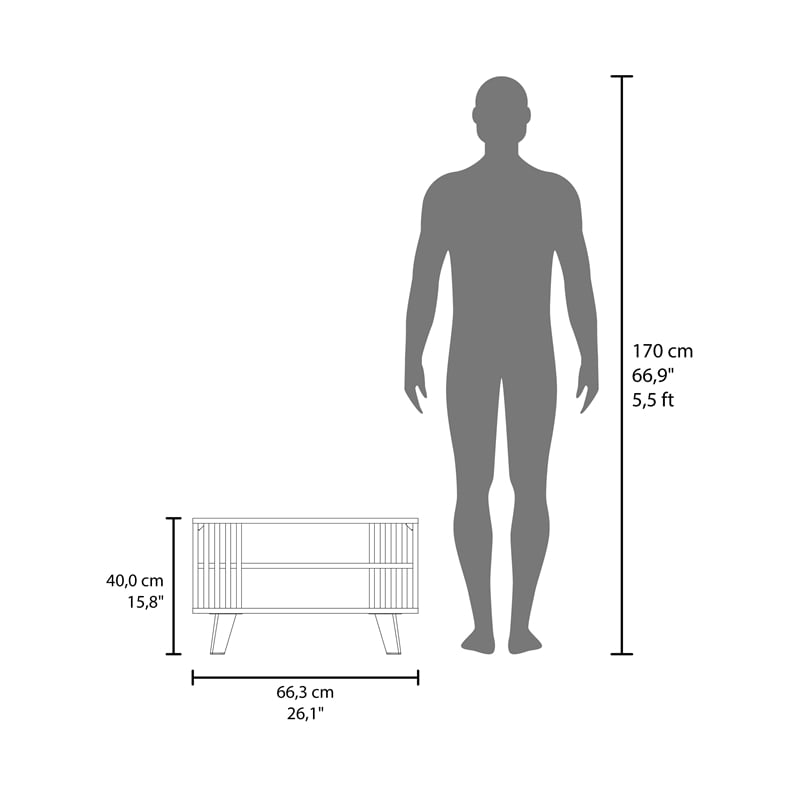 Roann Coffee Table  2 Shelves Black Wengue / Light Oak Engineered Wood