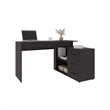 Neilton L-Shaped Desk 3 Drawers 2 Shelves Black Wengue Engineered Wood