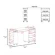 Odessa Extendable Desk 2 Drawers 4 Shelves 4 Wheels White/Walnut Engineered Wood
