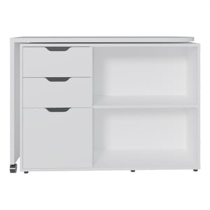 Lamont Rotable Desk 1 Door 2 Drawers 2 Shelves 2 Wheels White Engineered Wood