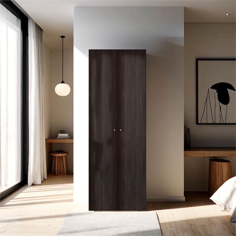 Ghent Armoire 2 Doors 4 Shelves Walnut / Black Wengue Engineered Wood