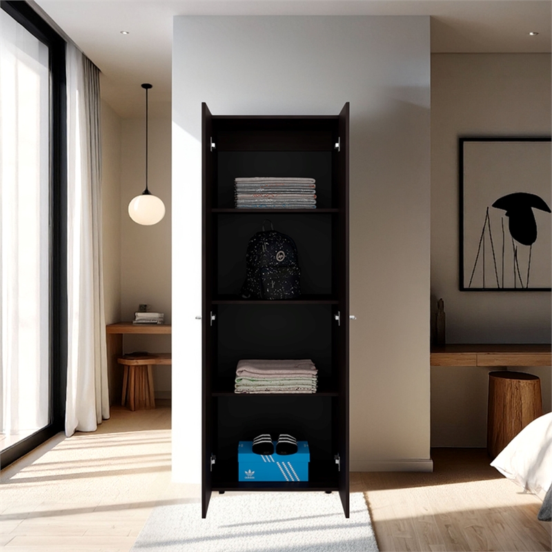 Ghent Armoire 2 Doors 4 Shelves Walnut / Black Wengue Engineered Wood