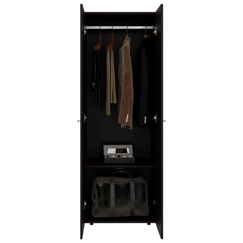 Lisle Armoire 2 Doors 2 Shelves Walnut / Black Wengue Engineered Wood