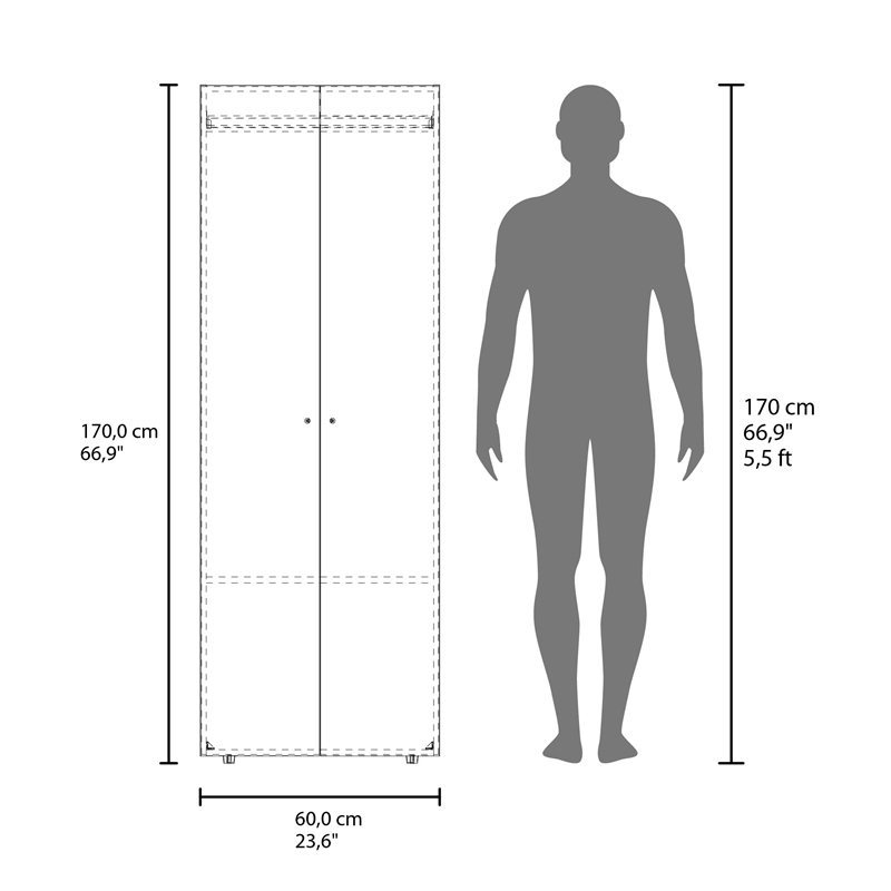 Lisle Armoire 2 Doors 2 Shelves Walnut / Black Wengue Engineered Wood