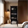 Trego Armoire 3 Doors 4 Shelves Walnut / Black Wengue Engineered Wood