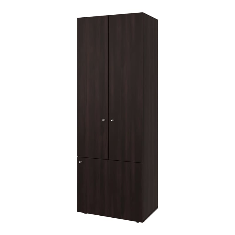 Trego Armoire 3 Doors 4 Shelves Walnut / Black Wengue Engineered Wood