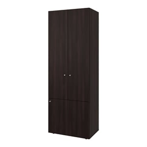Trego Armoire 3 Doors 4 Shelves Walnut / Black Wengue Engineered Wood