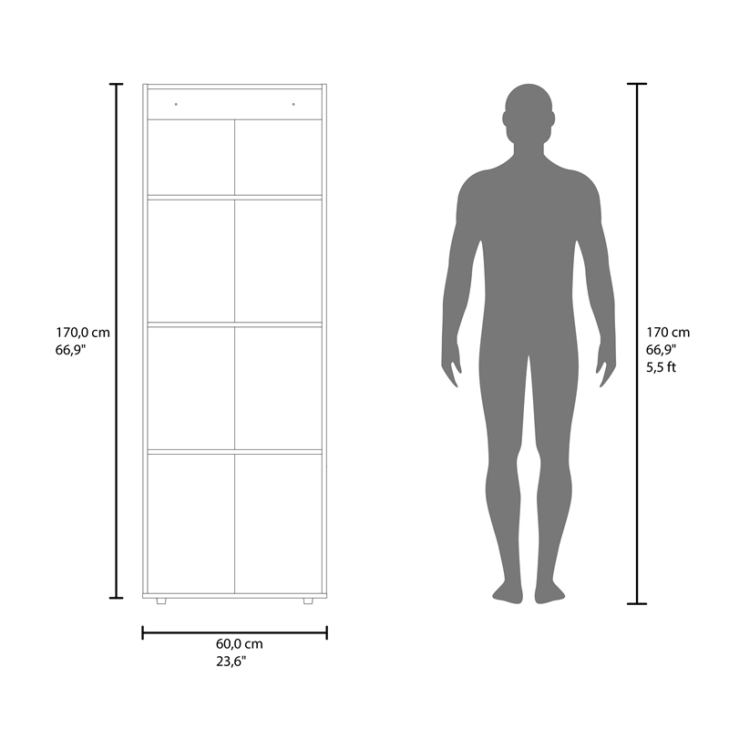Trego Armoire 3 Doors 4 Shelves Walnut / Black Wengue Engineered Wood