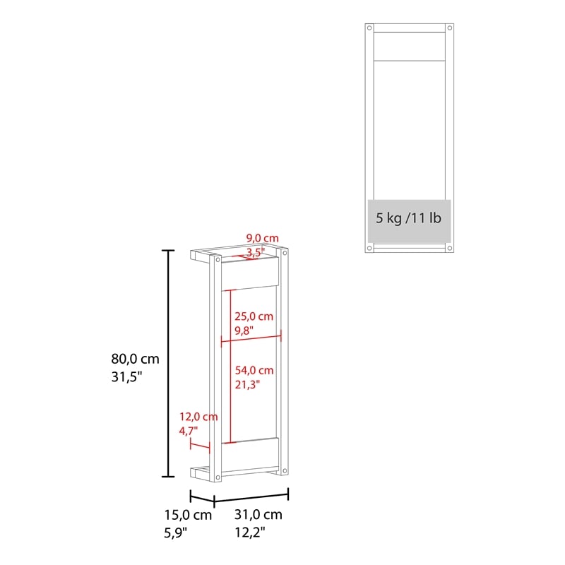 Ambia Wall Tower Rack Light Oak Engineered Wood