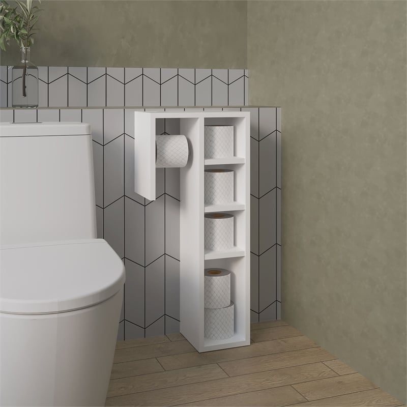 Delco 4 Shelf Bathroom Storage Cabinet White Engineered Wood