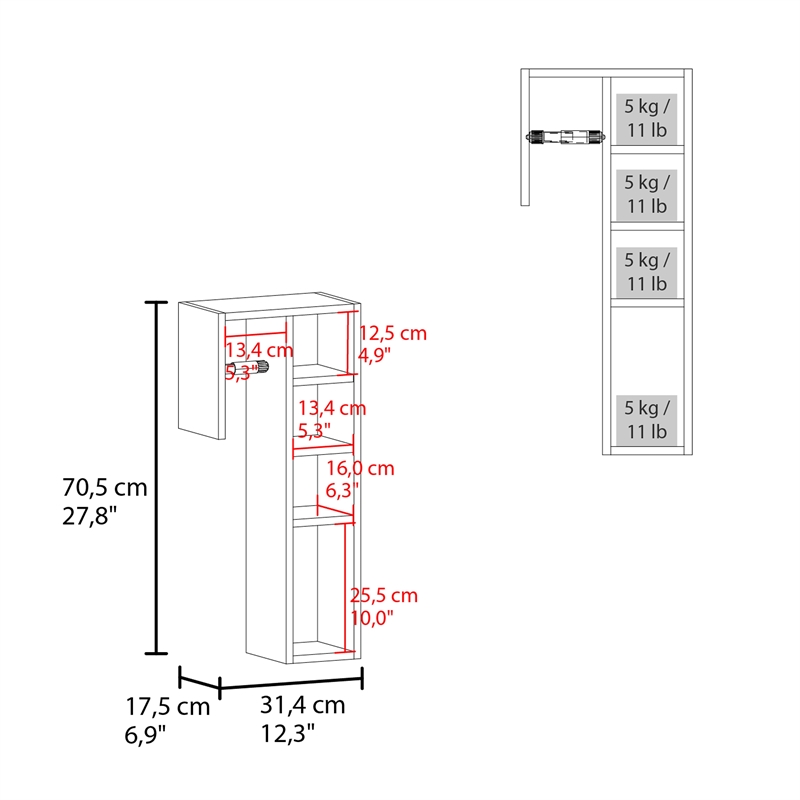 Delco 4 Shelf Bathroom Storage Cabinet White Engineered Wood