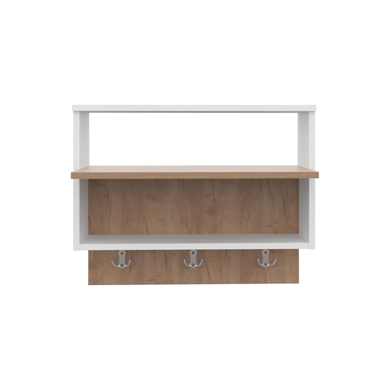 Norco Wall Shelf 3 Shelves White / Light Oak Engineered Wood