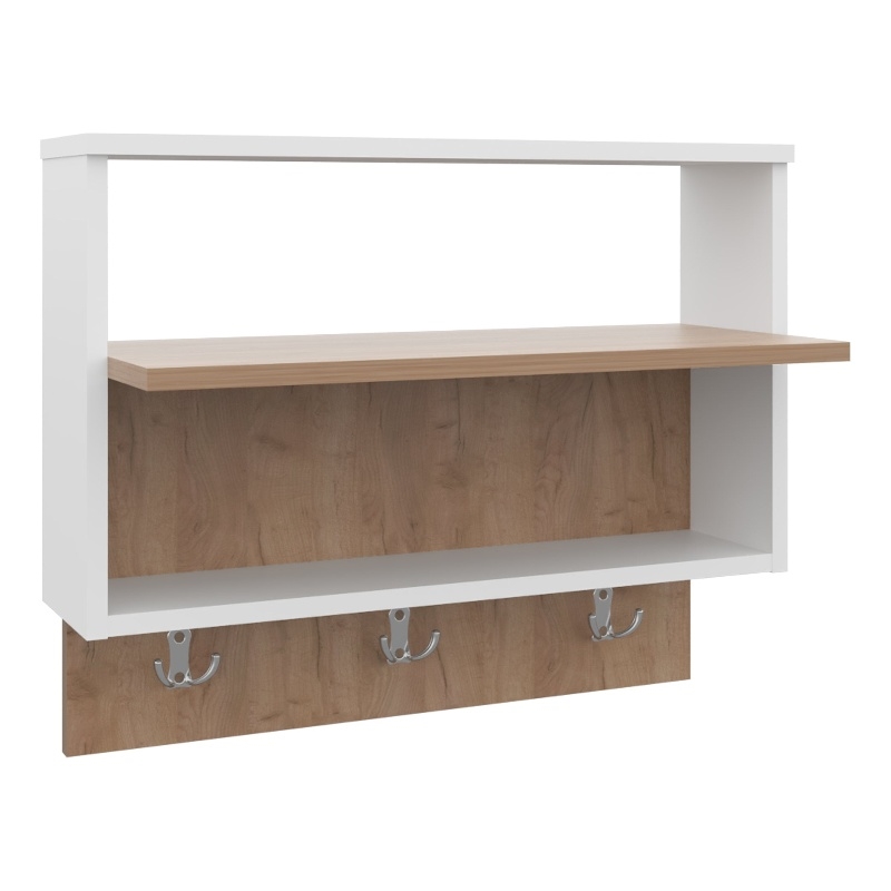Norco Wall Shelf 3 Shelves White / Light Oak Engineered Wood