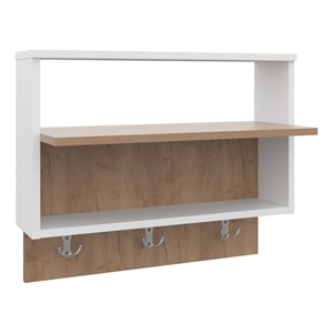 Norco Wall Shelf 3 Shelves White / Light Oak Engineered Wood