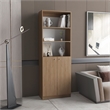 Vinton 2 Door Bookcase with Upper Shelves Natural Oak/White Engineered Wood