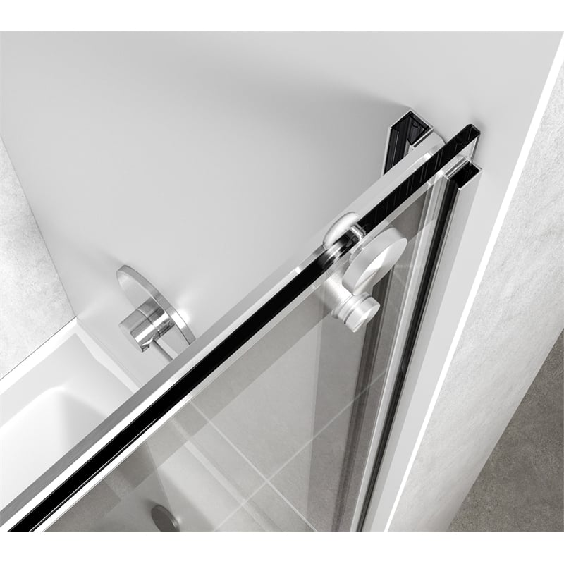 Elegant Kitchen and Bath Ross Frameless Aluminum Tub Door in Nickel