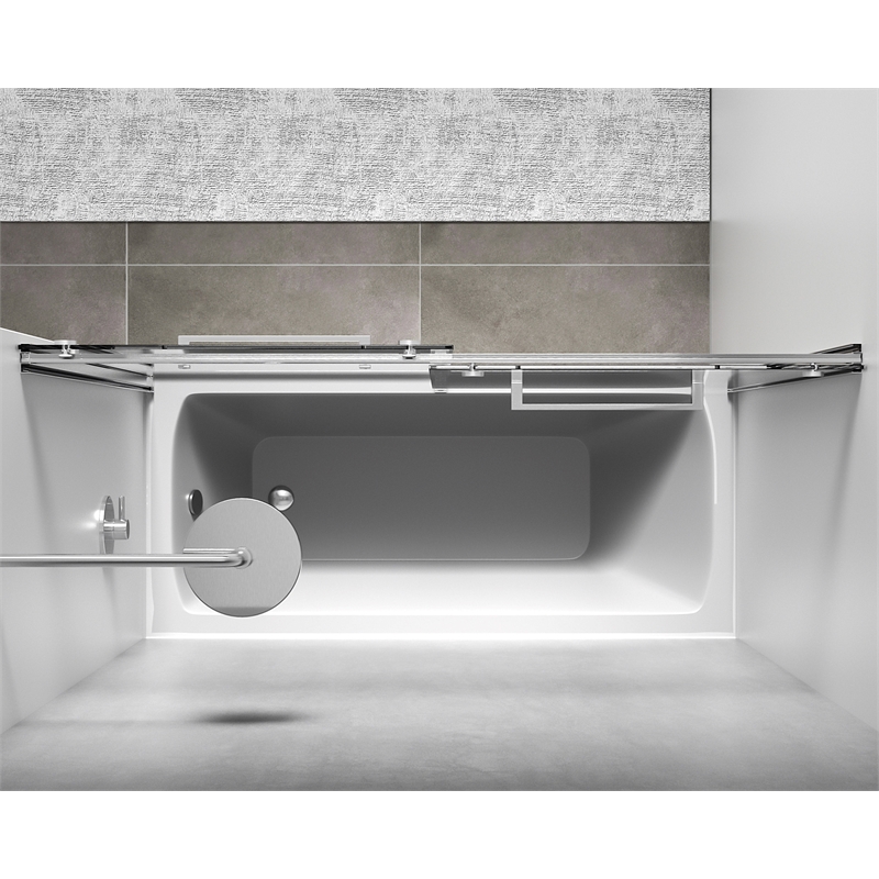 Elegant Kitchen and Bath Ross Frameless Aluminum Tub Door in Nickel