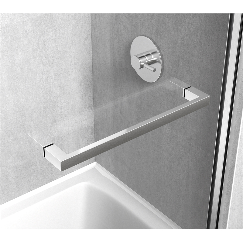 Elegant Kitchen and Bath Ross Frameless Aluminum Tub Door in Nickel