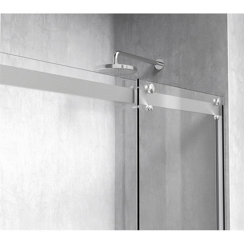Elegant Kitchen and Bath Ross Frameless Aluminum Tub Door in Nickel
