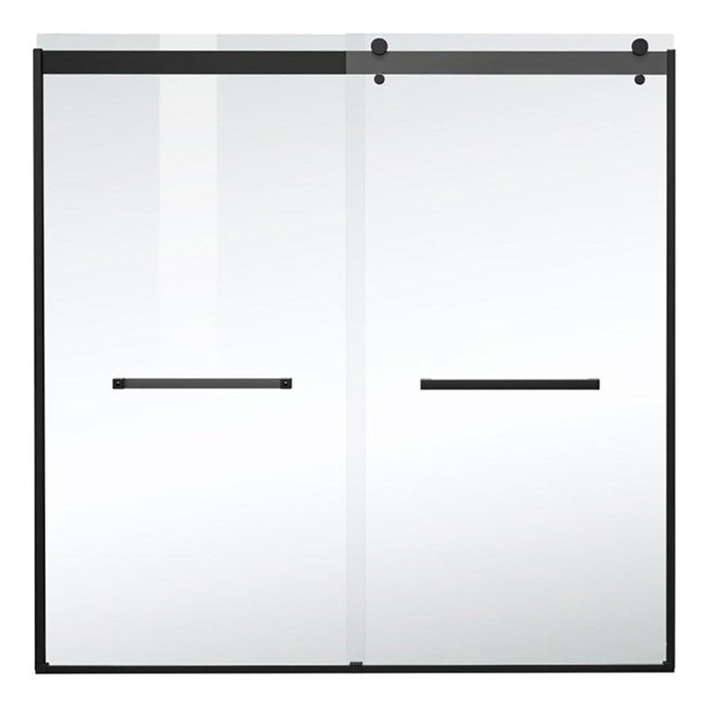 Elegant Kitchen and Bath Ross Frameless Aluminum Tub Door in Black