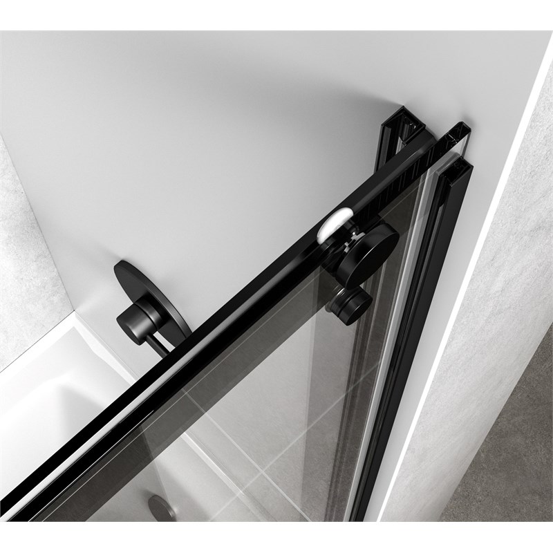 Elegant Kitchen and Bath Ross Frameless Aluminum Tub Door in Black