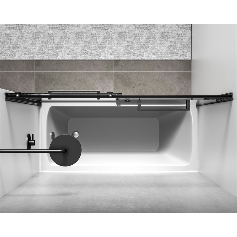 Elegant Kitchen and Bath Ross Frameless Aluminum Tub Door in Black