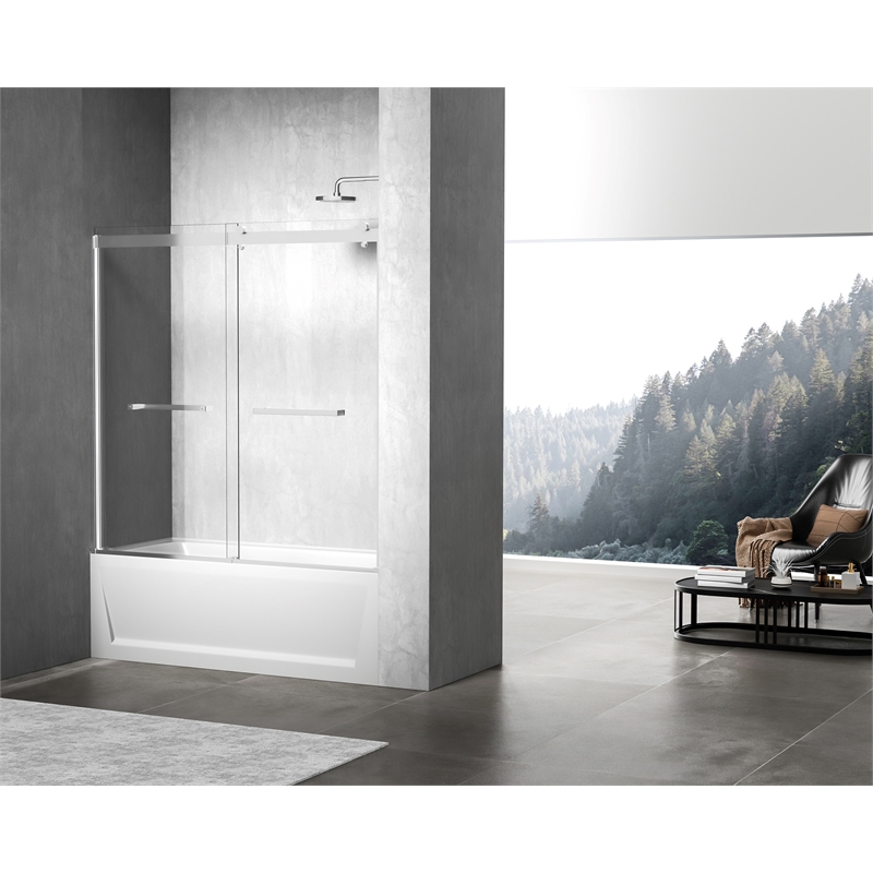 Elegant Kitchen and Bath Ross Frameless Aluminum Tub Door in Chrome