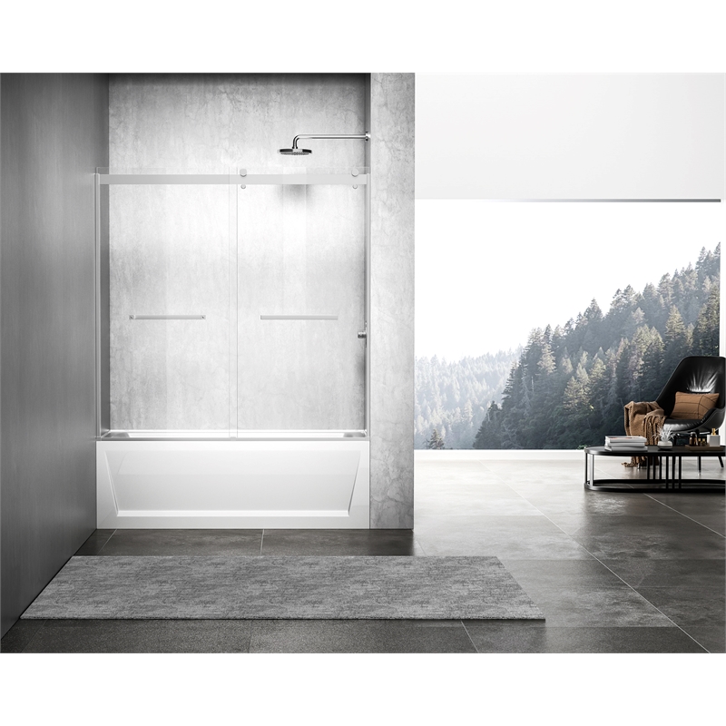 Elegant Kitchen and Bath Ross Frameless Aluminum Tub Door in Chrome