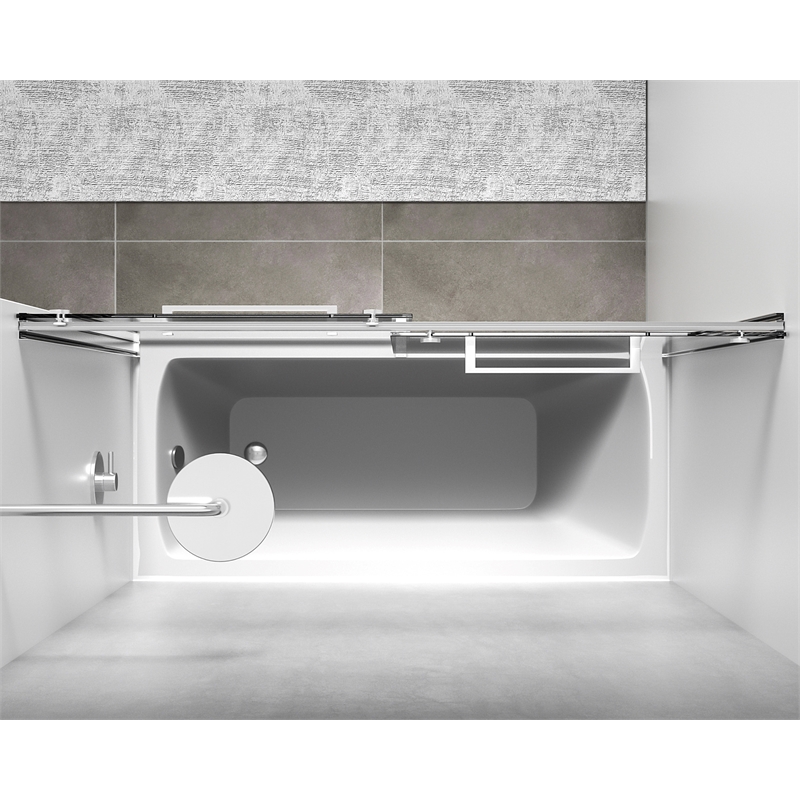 Elegant Kitchen and Bath Ross Frameless Aluminum Tub Door in Chrome