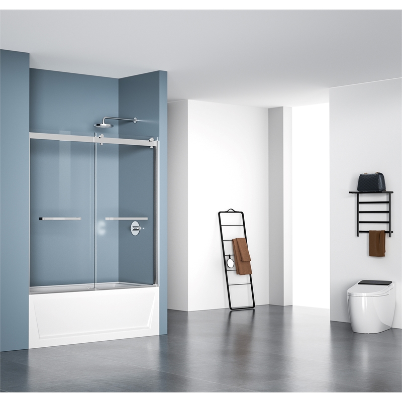 Elegant Kitchen and Bath Ross Frameless Aluminum Tub Door in Chrome