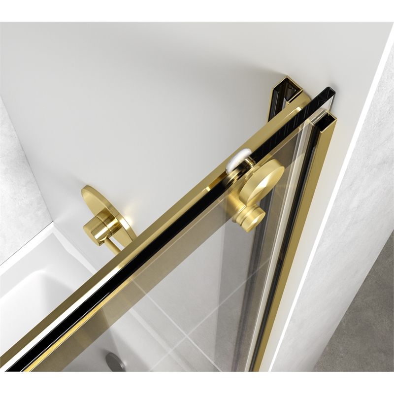 Elegant Kitchen and Bath Ross Frameless Aluminum Tub Door in Gold