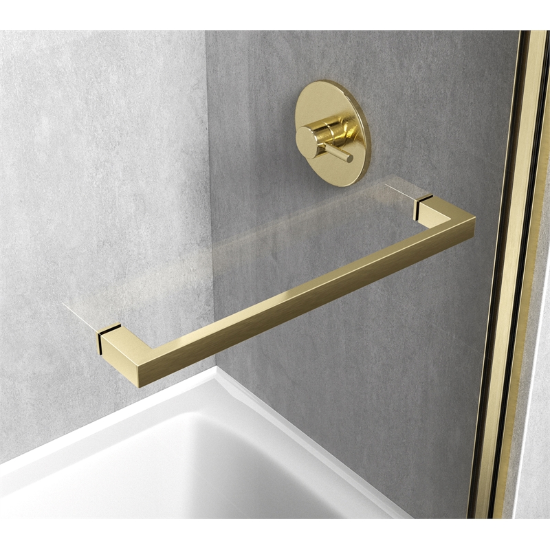 Elegant Kitchen and Bath Ross Frameless Aluminum Tub Door in Gold