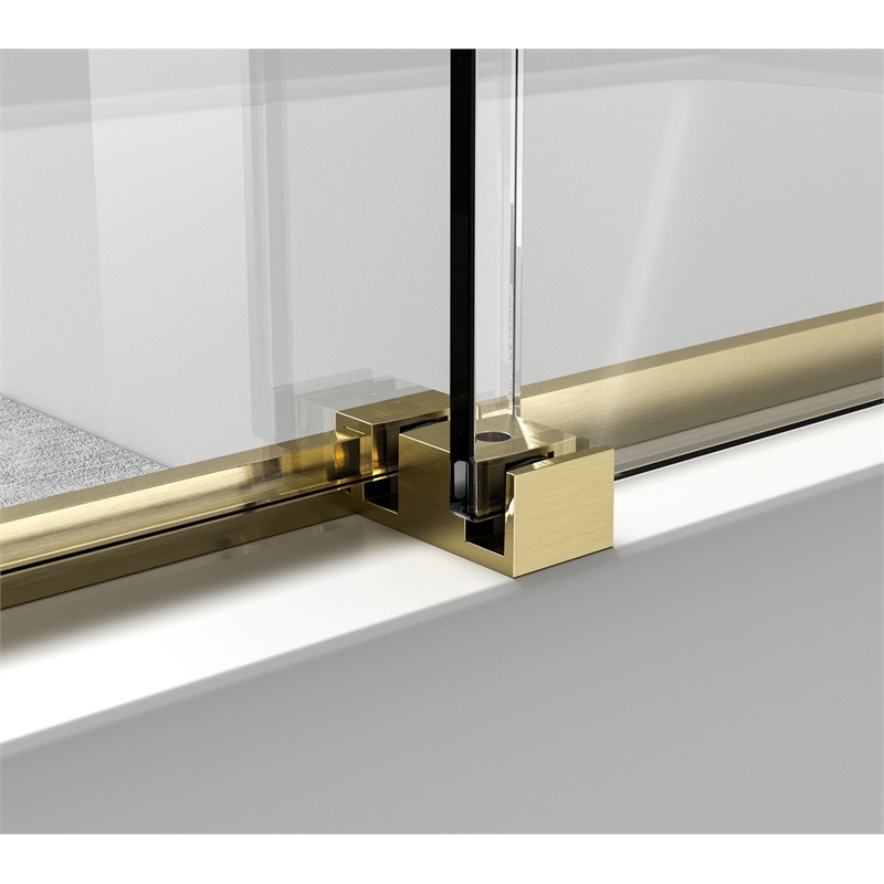 Elegant Kitchen and Bath Ross Frameless Aluminum Tub Door in Gold