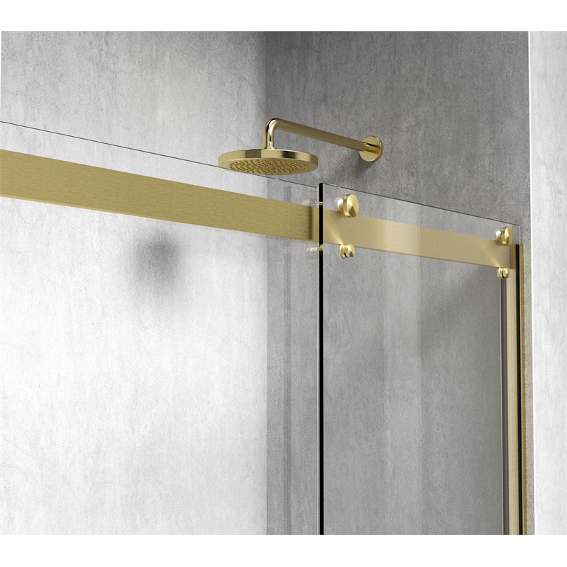 Elegant Kitchen and Bath Ross Frameless Aluminum Tub Door in Gold