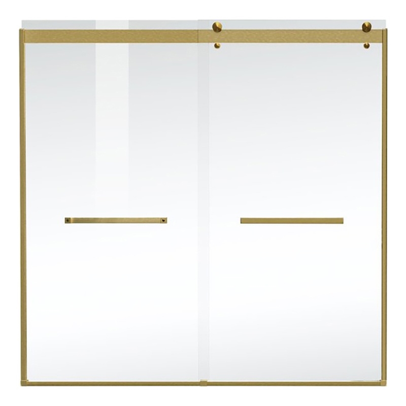 Elegant Kitchen and Bath Ross Frameless Aluminum Tub Door in Gold