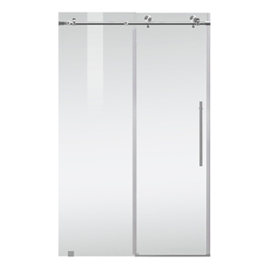 Elegant Kitchen and Bath Raleigh 48x76&quot Stainless Steel Shower Door in Nickel