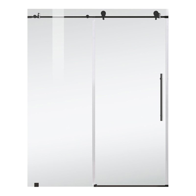 Elegant Kitchen and Bath Raleigh Frameless Stainless Steel Shower Door in Black
