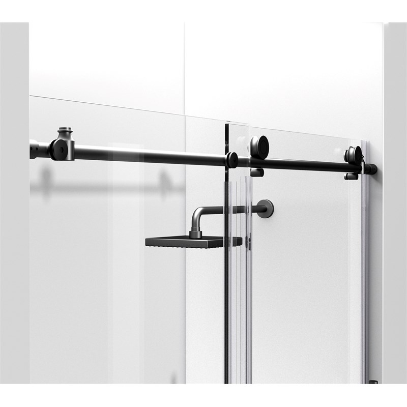 Elegant Kitchen and Bath Raleigh Frameless Stainless Steel Shower Door in Black