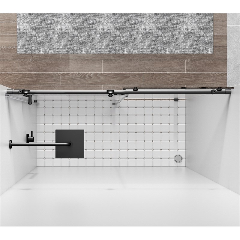 Elegant Kitchen and Bath Raleigh Frameless Stainless Steel Shower Door in Black