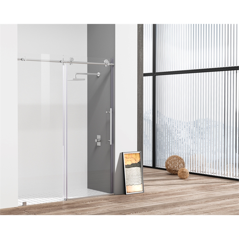 Elegant Kitchen and Bath Raleigh Frameless Stainless Steel Shower Door in Chrome