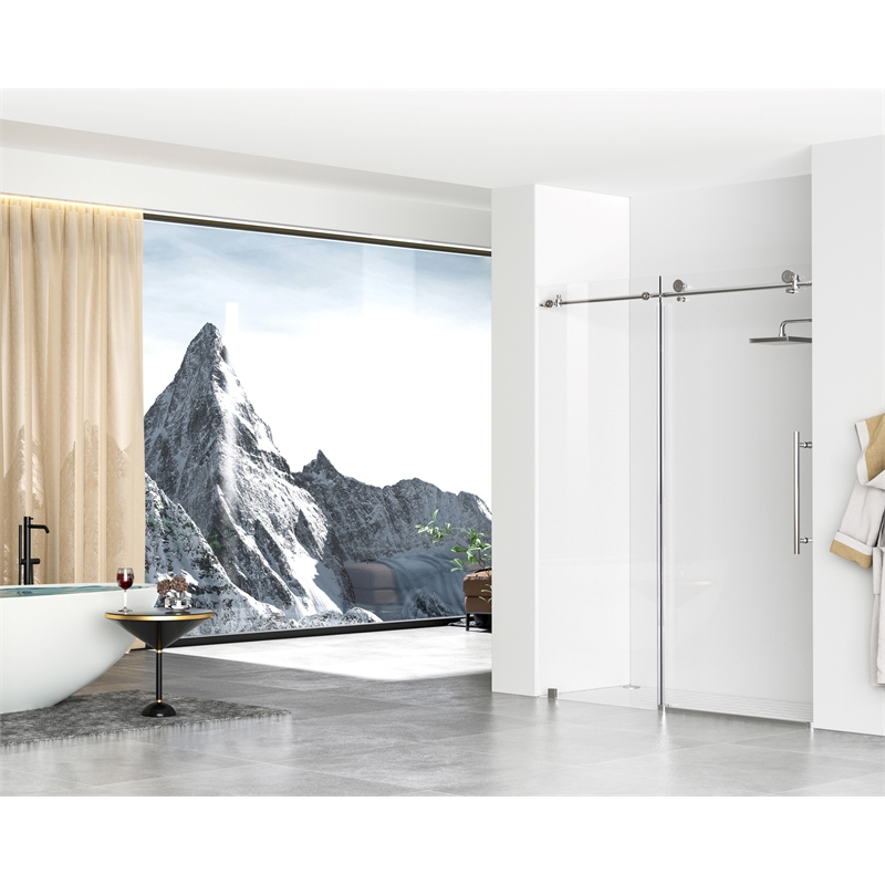 Elegant Kitchen and Bath Raleigh Frameless Stainless Steel Shower Door in Chrome