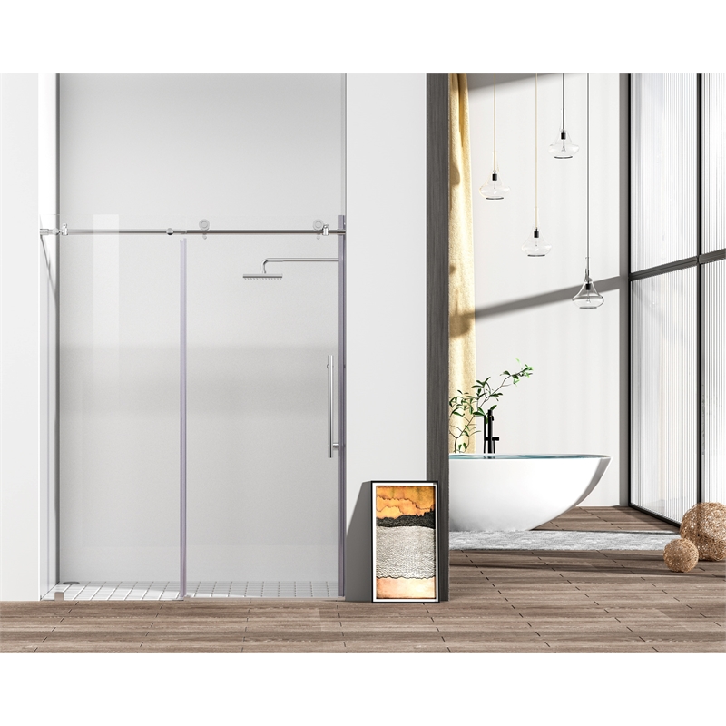 Elegant Kitchen and Bath Raleigh Frameless Stainless Steel Shower Door in Chrome