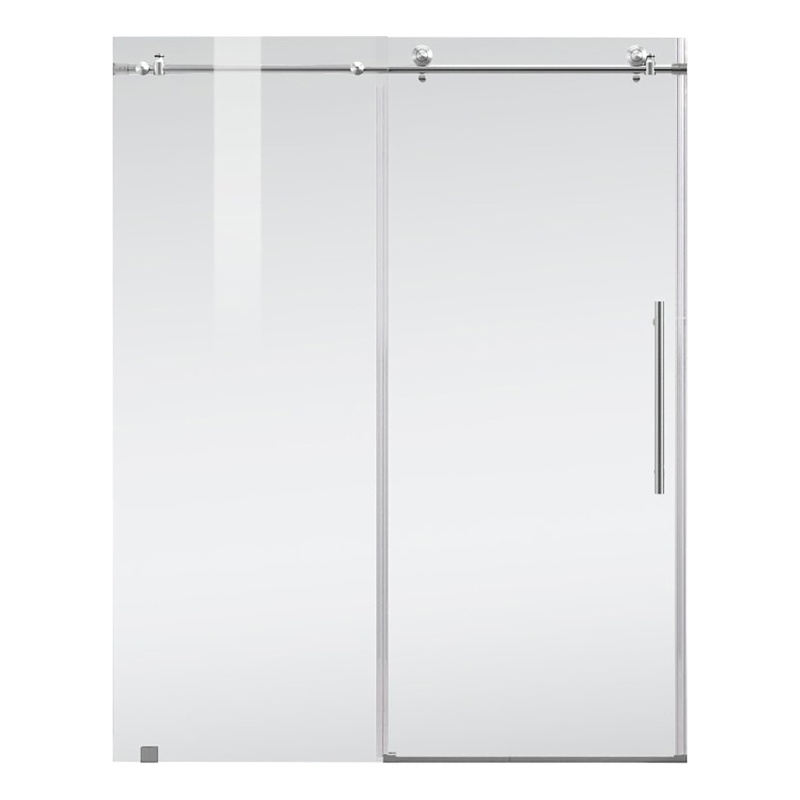 Elegant Kitchen and Bath Raleigh Frameless Stainless Steel Shower Door in Nickel