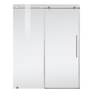 Elegant Kitchen and Bath Raleigh Frameless Stainless Steel Shower Door in Nickel
